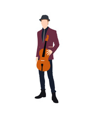 Flat vector people and illustration, man with formal musician violinist outfit