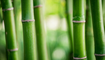Obraz premium Texture of green bamboo trunks, natural pattern. Perfect for serene and organic background.