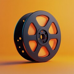 Obraz premium 3D Film Roll Icon: Photography and Vintage Camera Illustration Logo