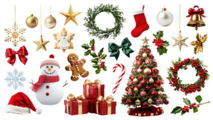 PNG Christmas element set, transparent background