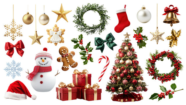 PNG Christmas element set, transparent background