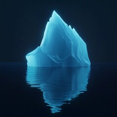 3D Iceberg Icon: Large Ice Mass and Ocean Hazard Illustration Logo