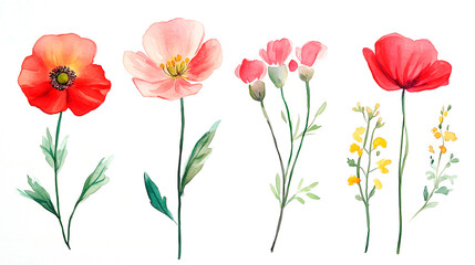 Fototapeta premium Watercolor Painting of Colorful Flowers, Design Projects