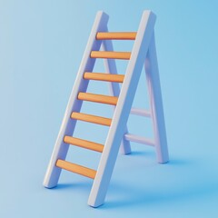 3D Ladder Icon: Climbing Tool for Access and Safety Illustration Logo