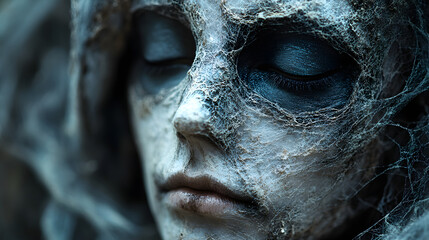 Naklejka premium The Gothic Mask in a Cobwebbed Corner