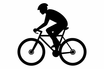 silhouette of a person riding a bicycle, man on bicycle silhouette vector illustration