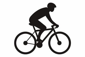 silhouette of a person riding a bicycle, man on bicycle silhouette vector illustration