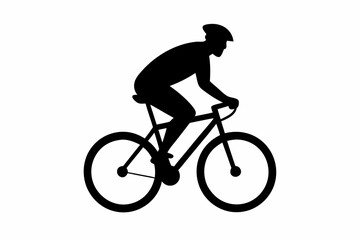 silhouette of a person riding a bicycle, man on bicycle silhouette vector illustration