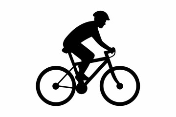 silhouette of a person riding a bicycle, man on bicycle silhouette vector illustration