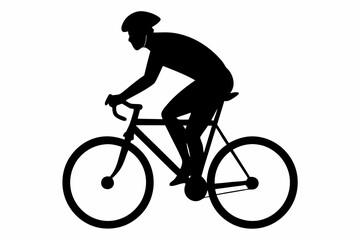 silhouette of a person riding a bicycle, man on bicycle silhouette vector illustration