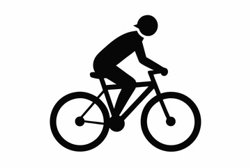 silhouette of a person riding a bicycle, man on bicycle silhouette vector illustration