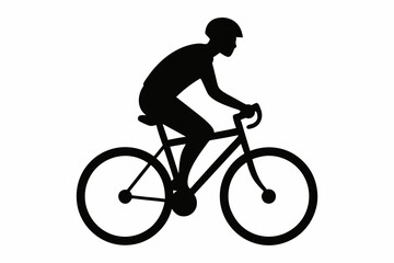 silhouette of a person riding a bicycle, man on bicycle silhouette vector illustration