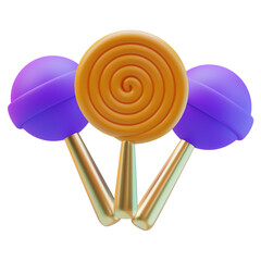 3D Colorful Spiral Lollipops