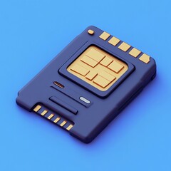 3D Memory Card Icon: Digital Storage and Data Retention Illustration Logo
