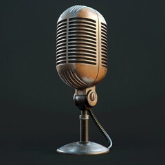 3D Mic Icon: Audio Recording and Broadcasting Device Illustration Logo