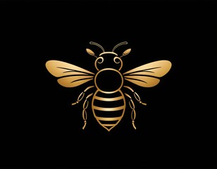 Obraz premium Bee icon in line style silhouette logo design. Modern style and minimalist icon in gradient black and gold color. Ai generated image.