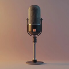 3D Mic Icon: Audio Recording and Broadcasting Device Illustration Logo