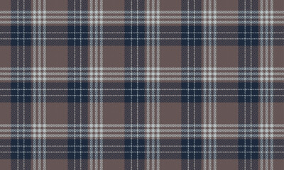 Fototapeta premium Plaid fabric pattern, brown, navy, gray, seamless for textile and design clothes skirt pants apron tablecloth blanket or decoration. Vector illustration.