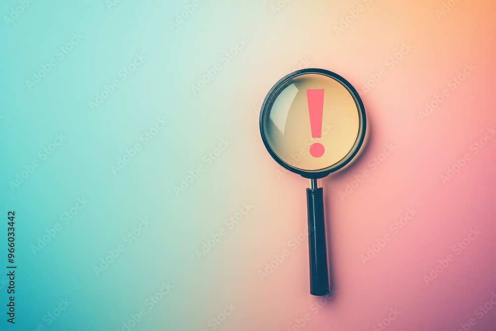 Poster cyber detection and prevention concept with magnifying glass graphic and glowing notification icon.