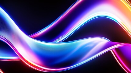Fototapeta premium Render in 3D, white neon background, abstract wallpaper with wavy ribbon, colorful gradient