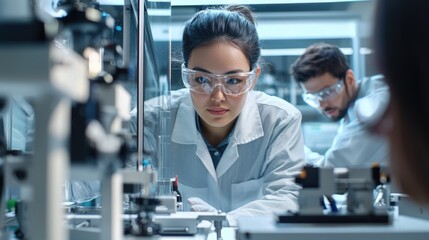 Innovative Engineers Conducting Prototype Testing in Modern Lab Setting