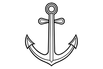 An anchor line art vector art illustration
