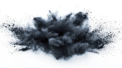 black color powder pulver explosion isolated on white