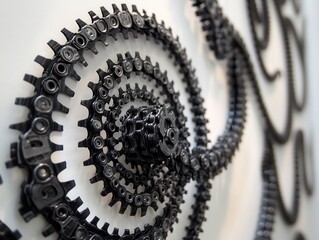 Cycling Symmetry: Intricate Spiral of Bicycle Chain in Mechanical Minimalism