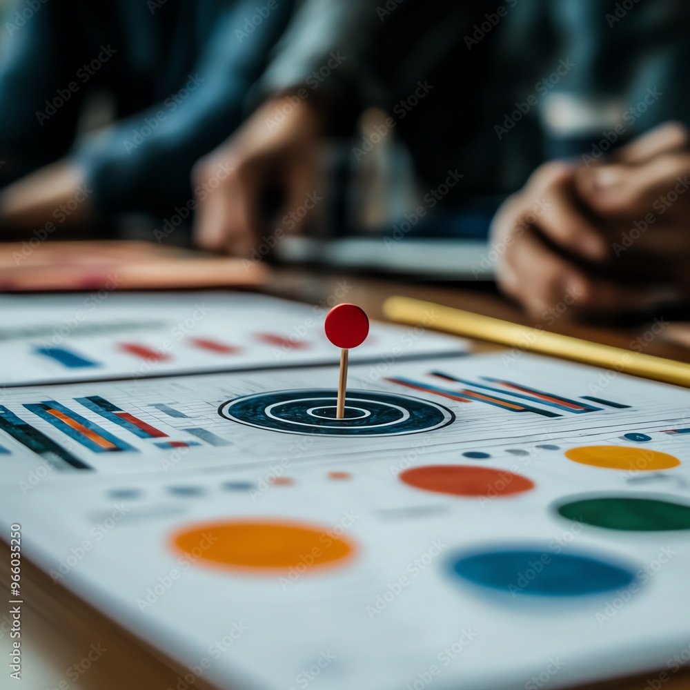 Poster business meeting with data analysis. colorful charts and graphs illustrate marketing strategies and 