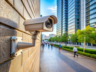 A Surveillance Camera Mounted On A Wall In A Public Space, Capturing And Recording Video Footage For Security Purposes.