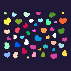 Colorful hearts seamless pattern with black background. Vector design eps file