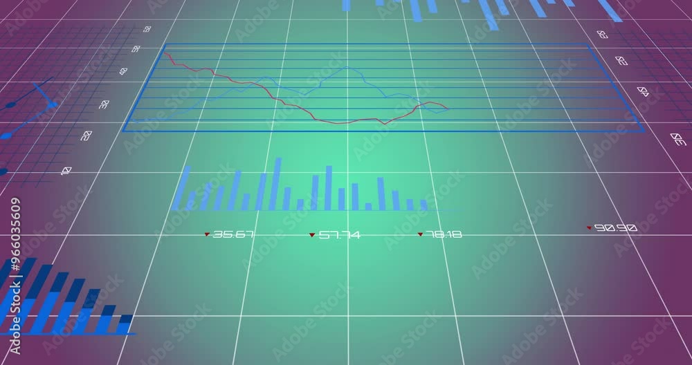 Poster animation of diagrams over data processing on green background