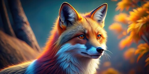 Fototapeta premium A Three-Dimensional Computer-Generated Image Of A Fox With Realistic Fur, Detailed Features, And A Vibrant Color Scheme.