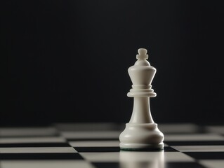 Strategic Simplicity: Lone White Chess Piece on Black Board