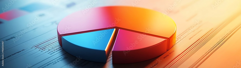 Poster vibrant pie chart on a stylish background, perfect for business presentations and data visualization