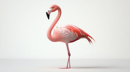 Fototapeta premium A serene 3D-rendered flamingo standing gracefully, isolated on a transparent background.