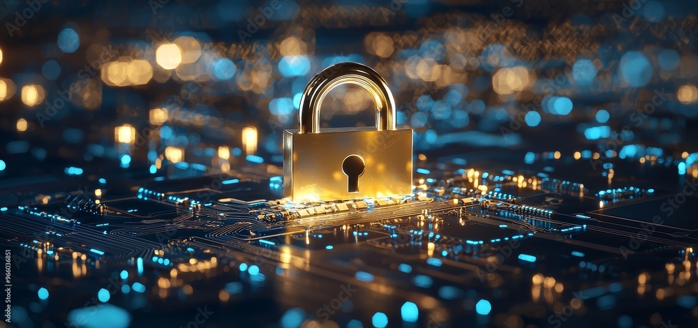 Aufkleber the concept of cybersecurity service is the connection and login of a motherboard and a safety authe