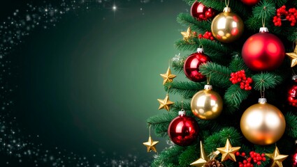 Naklejka premium Christmas tree with ornaments and decorations