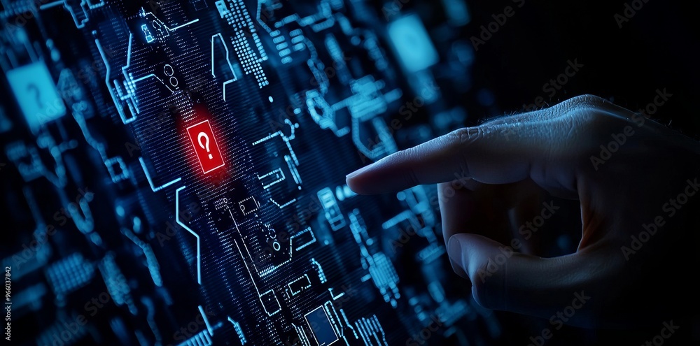Poster the alert icon represents a hacked computer system with malicious software, viruses, spyware, malwar