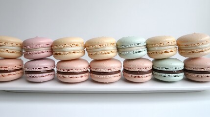 Fototapeta premium Colorful Macarons on a White Plate