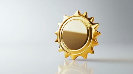 Realistic 3D rendering of a shiny badge on a clean white background, emphasizing achievement and recognition.