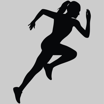 recommend clip art: silhouette of a person jumping woman, sport, vector, runner, dance, 