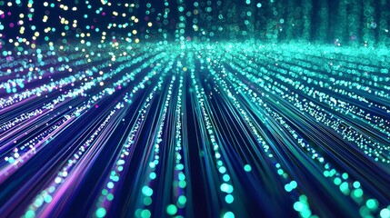 Fototapeta premium CAD illustration 3D image of digital technology metaverse neon blue green background. Abstract speed connect communication, retro city future meta-tech, internet network connection, AI big data