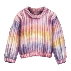 Obraz premium Cozy Up in Style Watercolor Pink and Yellow Striped Sweater.