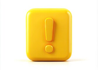 A Yellow Exclamation Point Icon In A Modern, Minimalist Style With Rounded Corners And A Three-Dimensional Effect