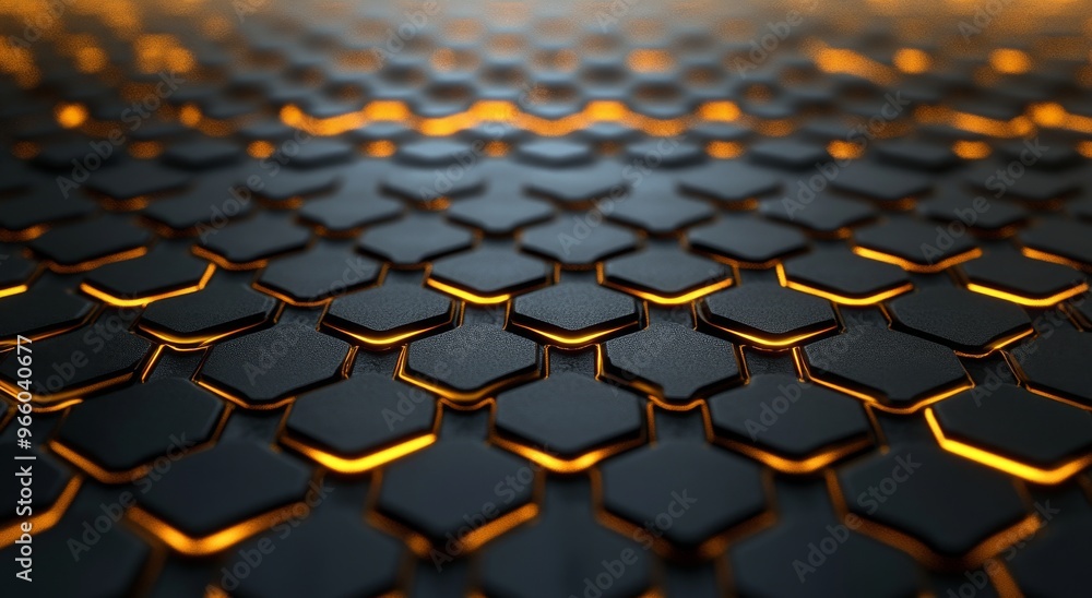 Poster textured hexagonal pattern with glowing edges creating a modern and futuristic effect