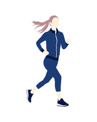 Flat vector people and illustration, woman with sport running outfit