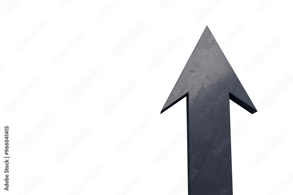 Aufkleber Black upward arrow isolated on a white background. Simple and clean design element for various graphic projects. 3D Rendering