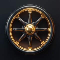 Obraz premium 3D Wheel Icon: Circular Object and Transportation Mechanism Illustration Logo