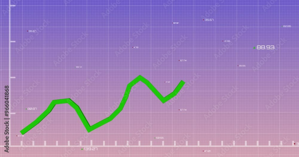 Poster animation of diagrams over data processing on purple background